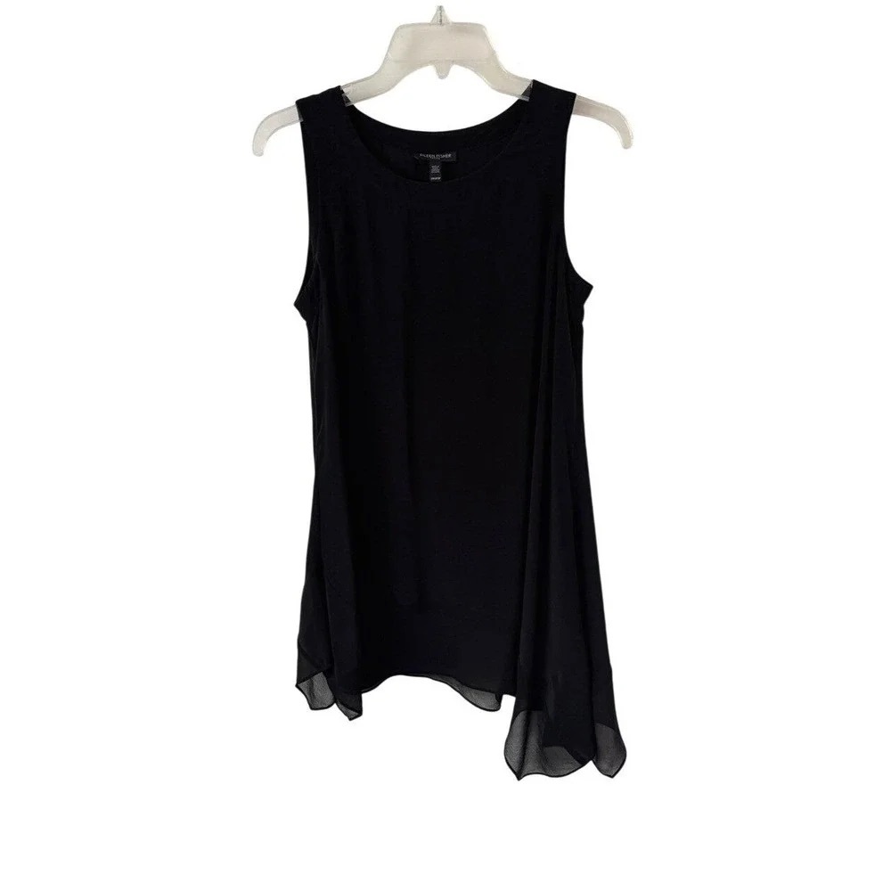 Women's Black Sleeveless Asymmetric Hem Dress